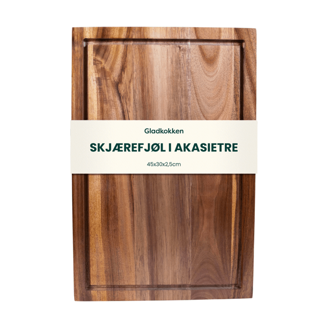 Gladkokken Skjærebrett i akasietre, Natural 45 x 30 x 2.5 cm Skjærefjøl Pizzavibes.no 